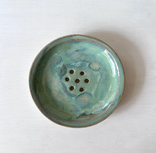 Woodfolk Natural Accessories - Ceramic Soap Dish - Teal