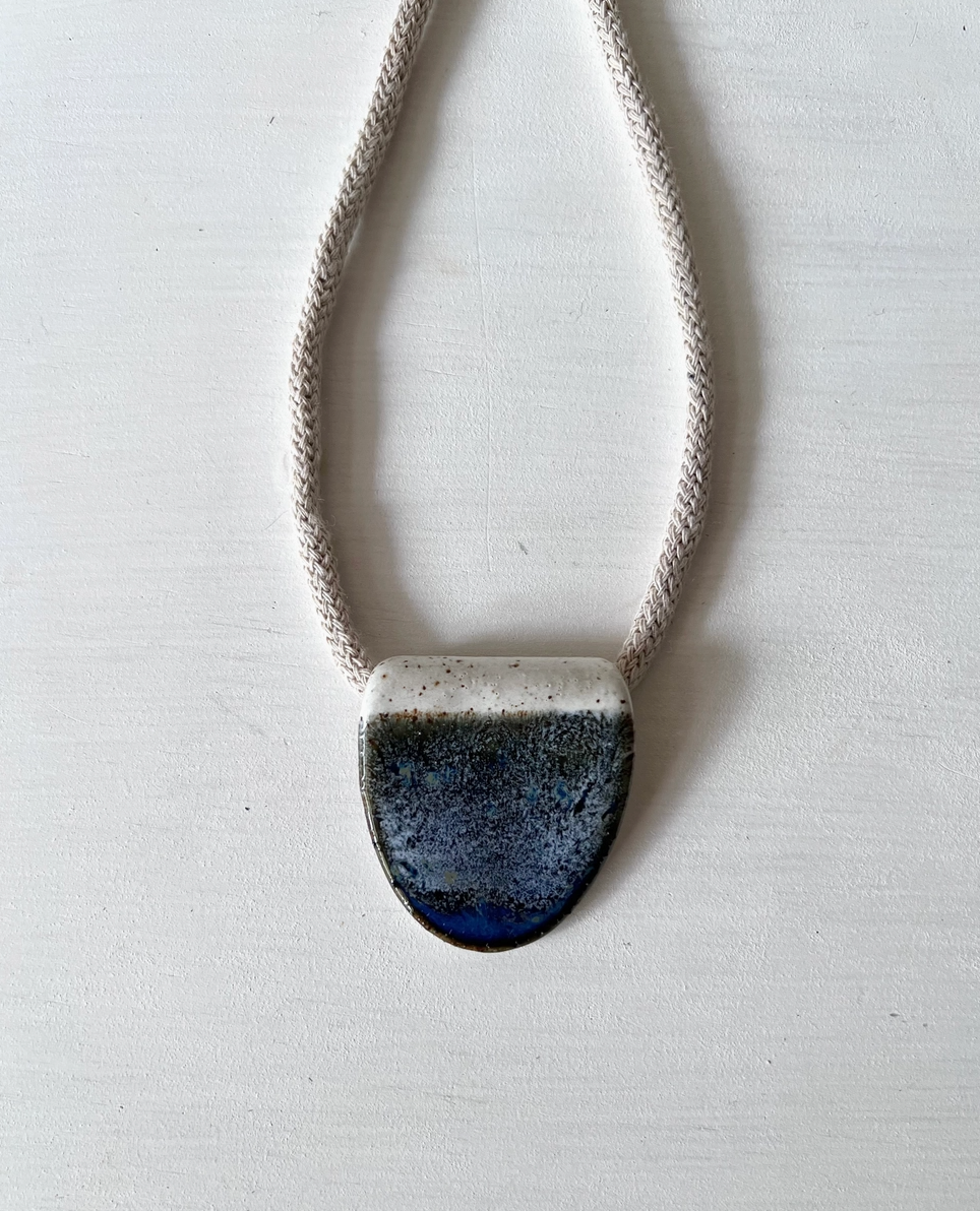Woodfolk Natural Hand Crafted Necklace- Midnight oval ceramic necklace