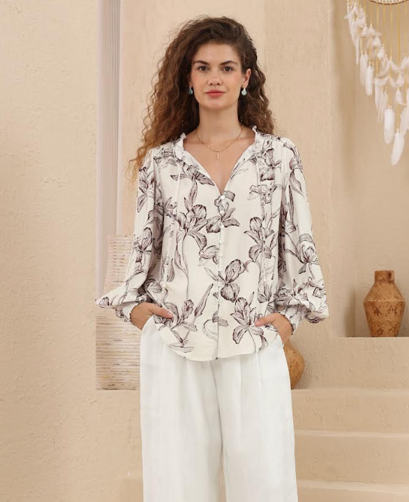 Balloon Sleeve Blouse - Floral