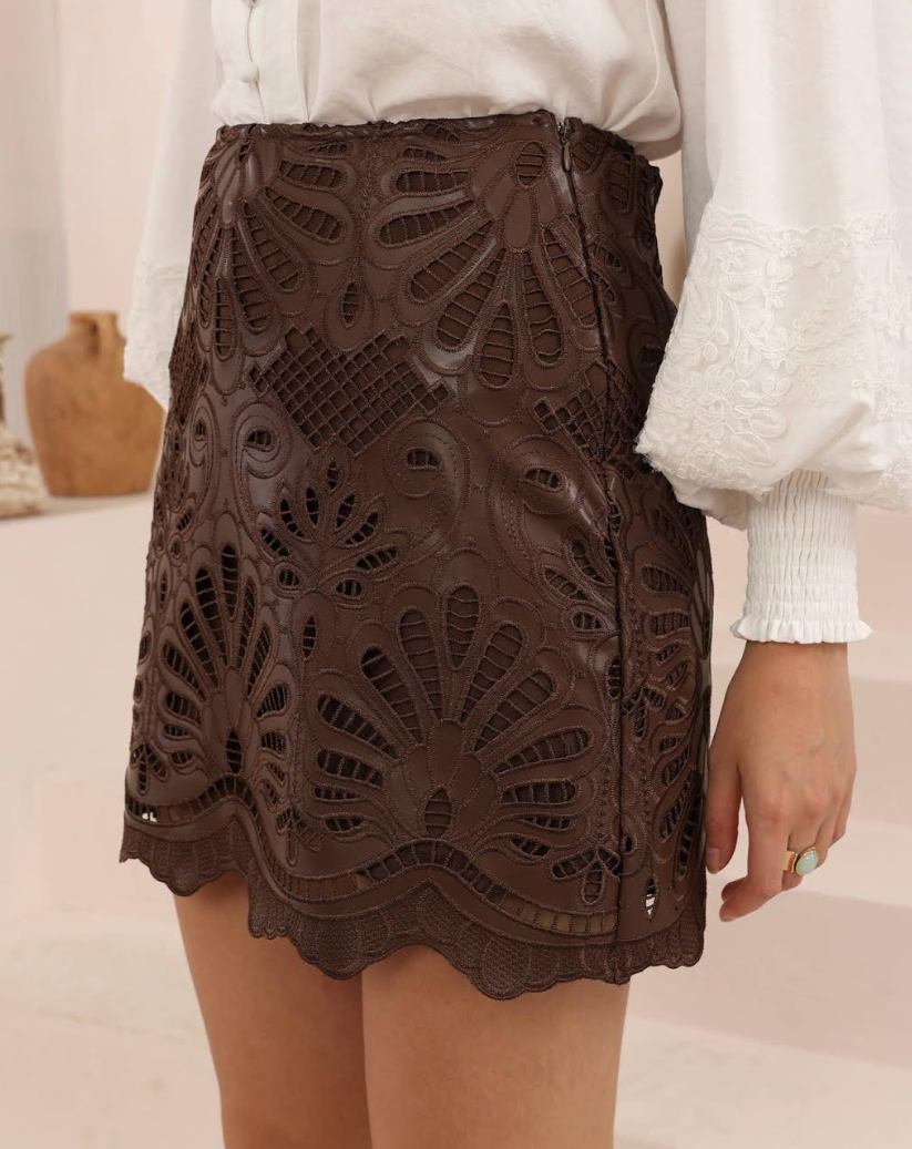 Cut out Midi Skirt - Chocolate
