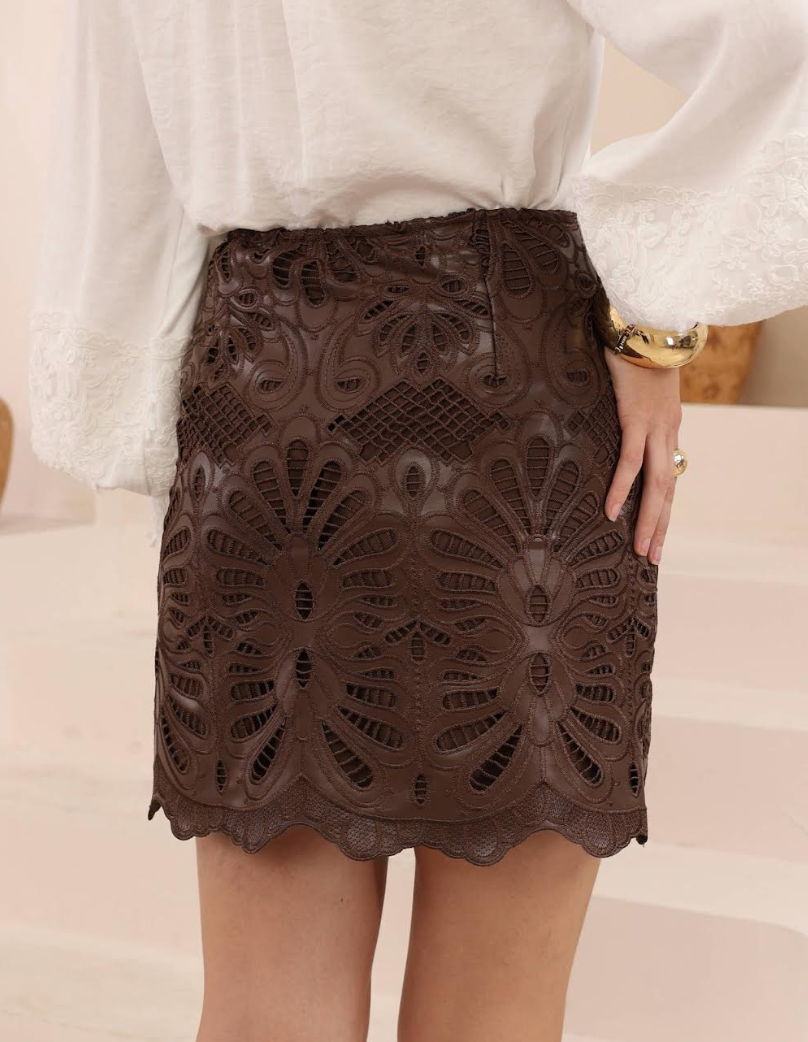 Cut out Midi Skirt - Chocolate