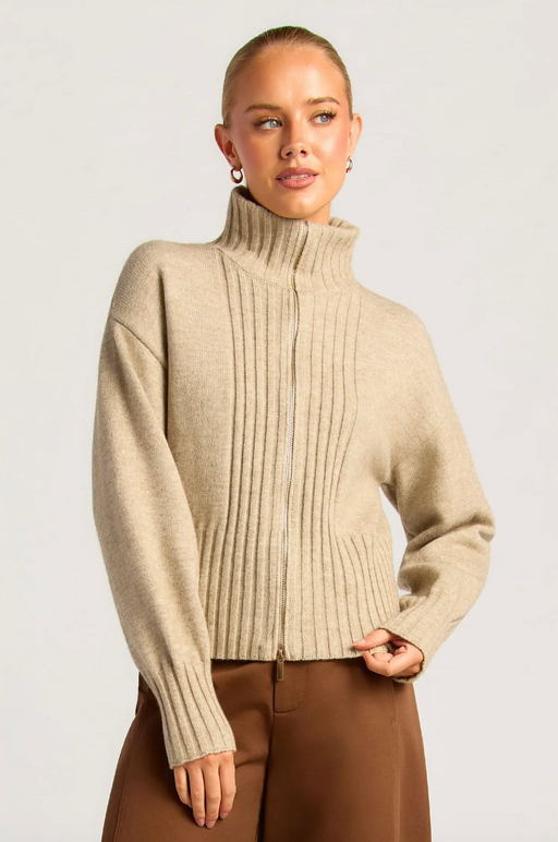 Zip Knit Jacket - Beige