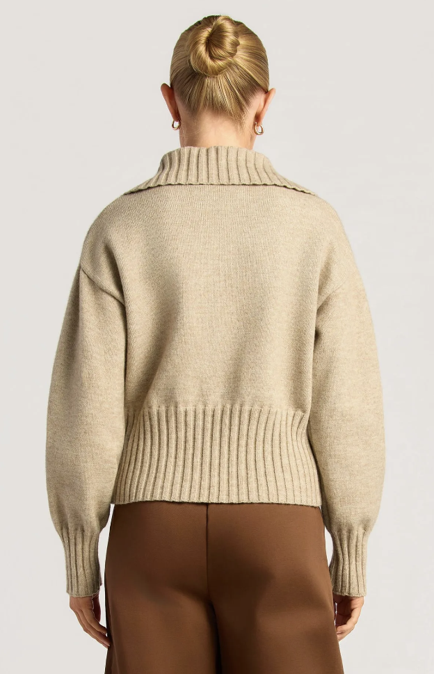 Zip Knit Jacket - Beige