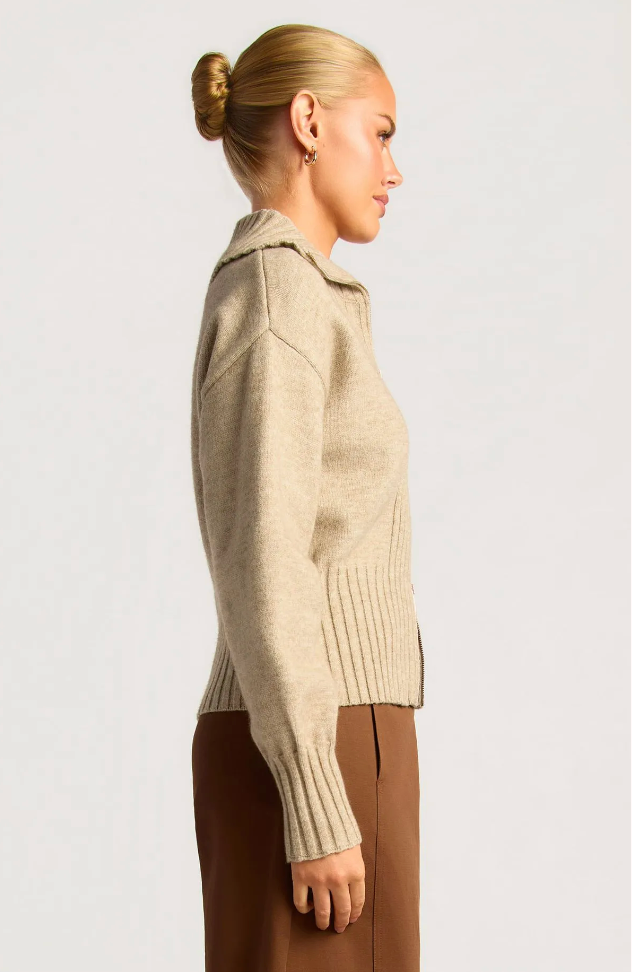 Zip Knit Jacket - Beige