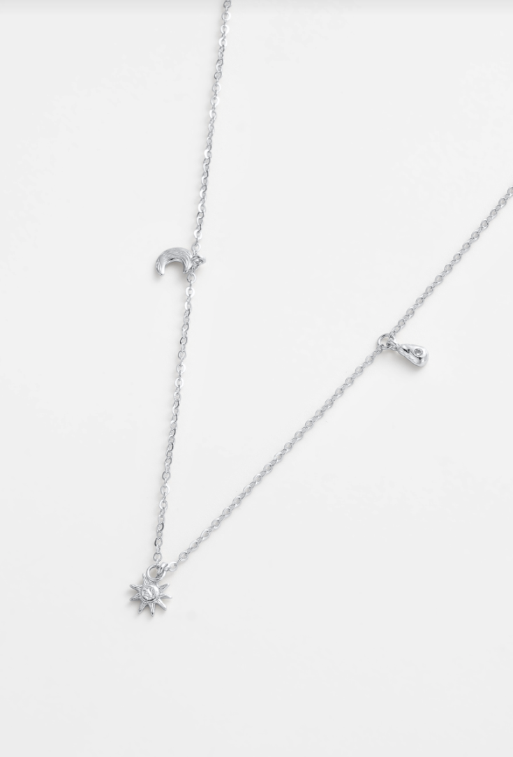 Zafino Silver Plated Luna Charm Necklace