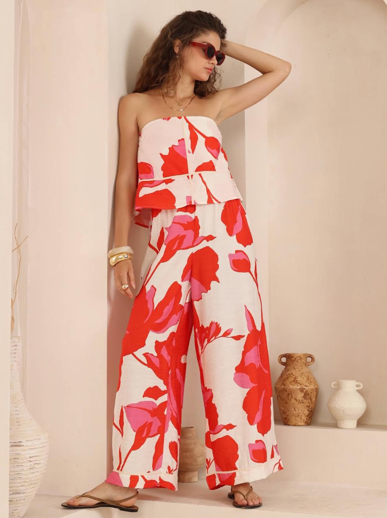 Lani jumpsuit - Red Floral