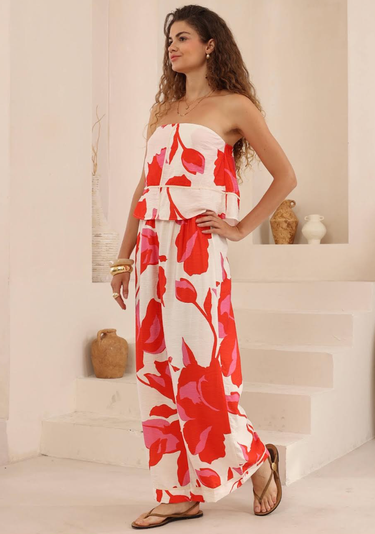 Lani jumpsuit - Red Floral