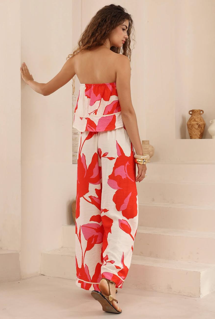 Lani jumpsuit - Red Floral