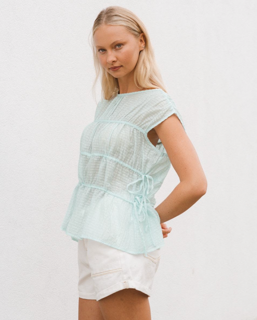 Drawstring Top - Mint Blue