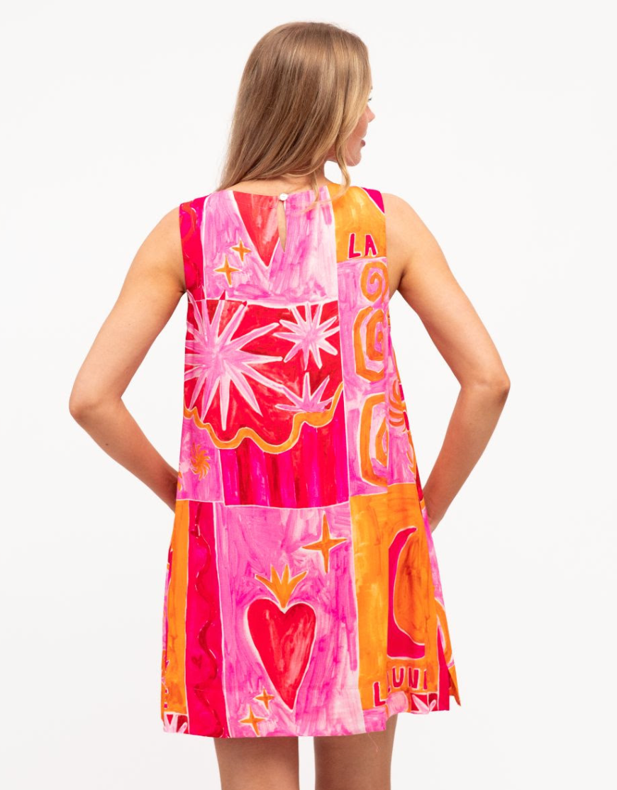 Lalune Mini Dress - Pink and Orange