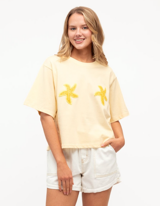 Beaded Starfish Tee - Yellow