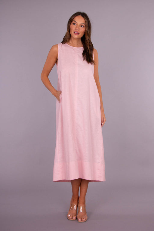 Linen blend Pastel Dress  - Pink