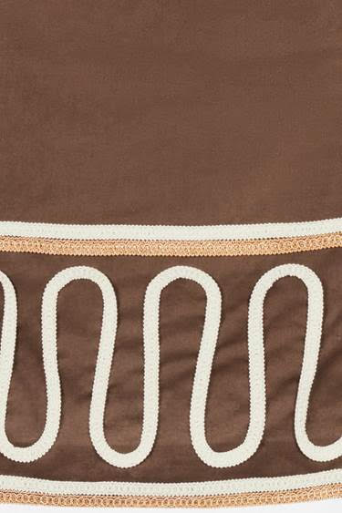 Chocolate Cord Detail Midi Skirt - Chocolate and Cream