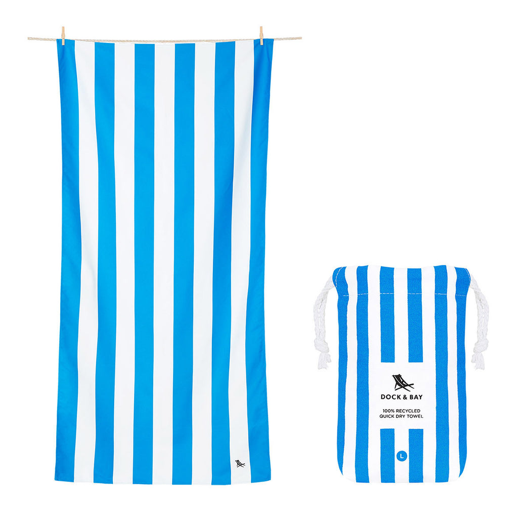 Dock & Bay 100% Recycled Towel - Bondi Blue  L - 160cm x 80cm
