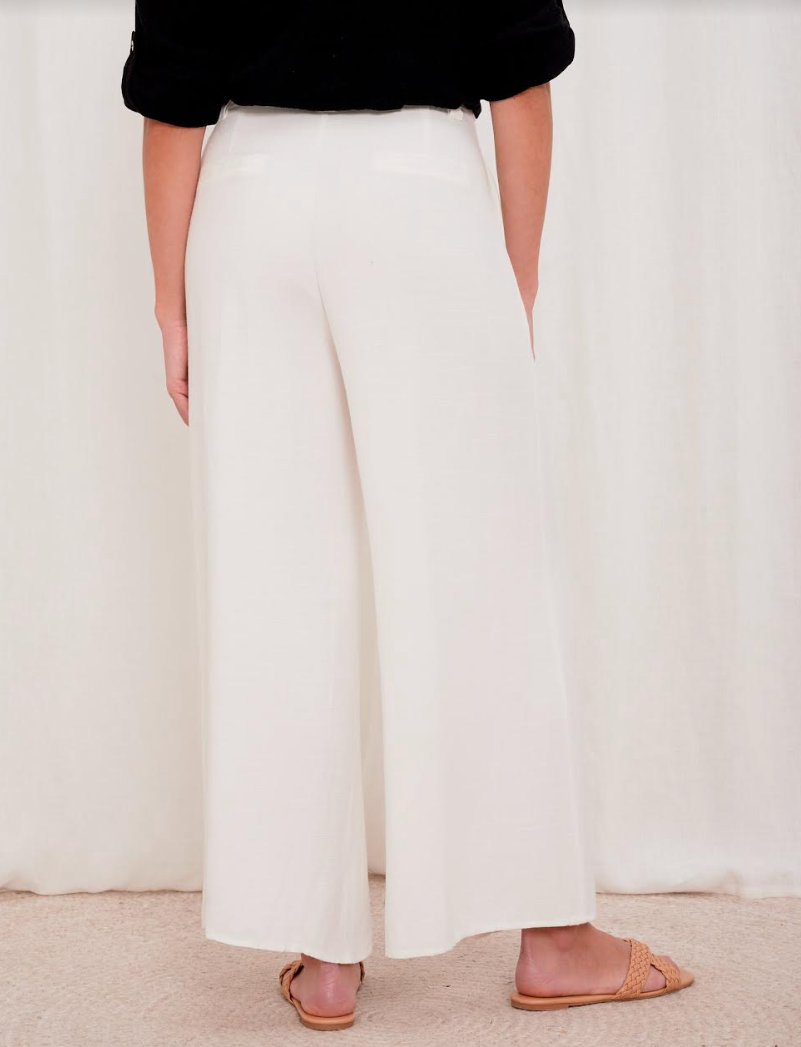 Silk and Linen Blend Pants - White