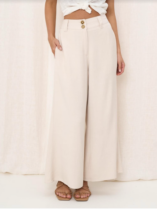 Silk and Linen Blend Pants - Cream