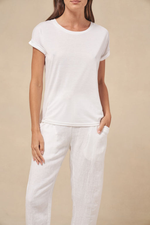 Fave restocked! Little Lies basic Roll Sleeve Tee - White