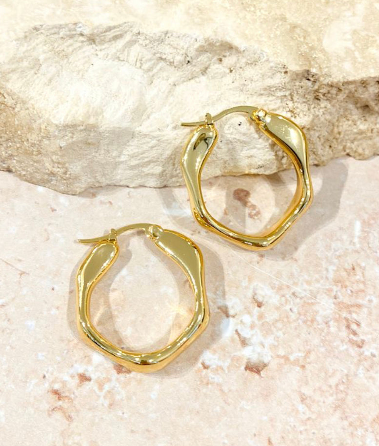 Wavy Gold plated hoops